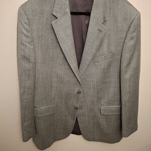 Ralph Lauren 46R Silk/Wool light gray patterned suit jacket
